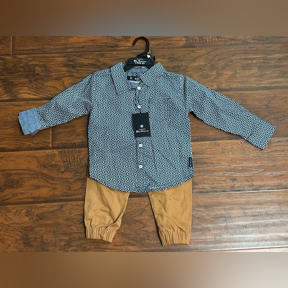 NWT Boys BEN SHERMAN Button Down Shirt and Pants Set - Size 2T